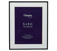 Hampton Frames Madrid M138B68 Cadre photo à profil étroit avec passe-partout biseauté Noir mat 15 x 20 cm