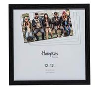 Hampton Frames | Cadre photo carré Oxford OXF1212NGX | 30x30 cm, noir, façade plexiglas, MDF effet bois | Montage mural, profil plat 20 mm, ouverture 29,5x29,5 cm | Affichage sans verre