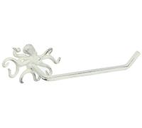 Hampton Nautical Porte-Papier Toilette en Fonte blanchie à la Chaux en Forme de Pieuvre 27,9 cm - Décoration de Salle de Bain Plage