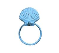 Hampton Nautical Porte-Serviettes en Forme de Coquillage Rustique - en Fonte Vintage - Bleu Clair uni - 5,1 x 12,7 x 21,6 cm (L x l x H)