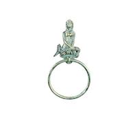 Hampton Nautical Porte-Serviettes sirène en Fonte Bronze Antique 21,6 cm - Décoration de sirène - Décoration Murale en métal