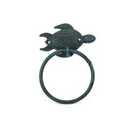 Hampton Nautical Seaworn Porte-Serviettes en Fonte Motif Tortue de mer Bleu 17,8 cm