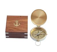 Hampton Nautique Laiton Massif Gentlemen's Boussole avec Rosewood Box, 10,2 cm, Laiton