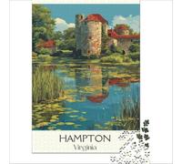 Hampton Virginia Puzzle 1000 pièces | puzzle avec un design de carte ancienne pour les fans d'histoire une image du monde d'autrefois à compléter à la maison