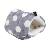 Hamster à Suspendre en Flanelle Chaude pour Petit Animal Domestique, écureuil, Cochon d'Inde, Gris à Gros Pois Taille S