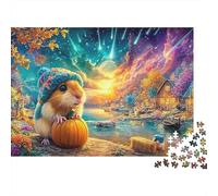 Hamster avec Citrouille sous Douche de météore Puzzle De 1000 Pièces Cochon d'Guinée Mignon Défiant Et Éducatif pour Toutes Les Âges 70x50cm/1000pcs