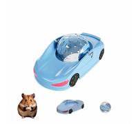 Hamster Balle de course et roue 3 en 1 Jouet amusant - Balle d'exercice transparente avec triple modes, jouet interactif en voiture pour petits animaux de compagnie (bleu)