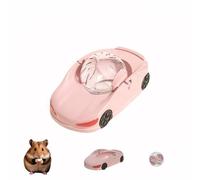 Hamster Balle de Course et Roue 3 en 1 Jouet Amusant - Balle d'exercice transparente avec triple modes, Jouet interactif en voiture pour petits animaux de compagnie (Rose)
