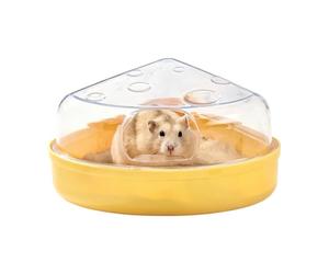 Hamster Bath Tub, Cheese-Shaped Transparent Container, 7.2x5.5x3.5 inch Small Sand Bath with High-Visibility Build, Professional Hamster Cage Accessories for Gerbils and Small Pets