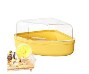 Hamster Bath Tub Set, Cheese Shaped Transparent Fun Container Small Pet Cage Accessory for Playing Exploring Hiding Sleeping Use for Gerbil Toilet Home Playground Travel Enrichment Activity System