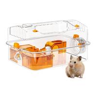 Hamster Cage, Fully Transparent Viewing Habitat, Decorative Clear Enclosure with Wheel and Dispenser for Bunny, Chinchilla Resting, Sleeping, Playing, and Hiding Activities
