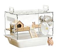 Hamster Cage | Transparent Small Animal Habitat Enclosure | Nesting Home for Hamster, Gerbil, Hedgehog, Chinchilla, Bunny, Ferret