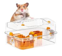 Hamster Cage, Transparent Viewing Cage, Activity Habitat, Clear Enclosure with Accessories,14.96x10.24x8.27 in Spacious Pet House for Bunny Resting Playing and Exploration