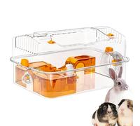 Hamster Cage, Transparent Viewing Habitat, Clear Activity Enclosure, Decorative Small Pet Shelter, Ventilated Housing Box with Wheel Dispenser for Bunny Sleeping Playing Chinchilla