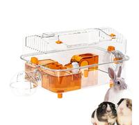 Hamster Cage, Transparent Viewing Habitat, Decorative Clear Enclosure with Wheel and Dispenser, 14.96x10.24x8.27 inches, Ideal for Bunny, Chinchilla Resting, Sleeping, Playing