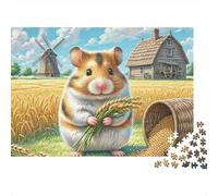 Hamster Champ de Blé Puzzle 1000 Pièces Papier pour Adultes Scène de Récolte Jeu de Puzzle 1000 Pièces Détente Concentration Famille Cadeau Maison 38x26cm/1000pcs