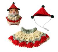 Hamster Costume - Animal Knitted Dress with Hat | Cute Tiny Pet Clothes for Guinea Pig Ferret Hedgehog and Chinchilla, Soft Warm Knitted Skirt & Cap Set for Small Animal Photoshoot and Daily Wear