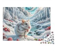 Hamster dHiver Puzzle 1000 Pièces Papier pour Adultes Grotte Glacée Jeu de Puzzle 1000 Pièces Décoration Détente 52x38cm/1000pcs