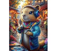 Hamster DJ avec Un Casque Audio 1000 Pièces Puzzle Collectionneur en Carton Rigide sans Déformation Animal Conte de fées Fantastique Très Difficile Motif Complexe Décoration Murale Qualité Prem