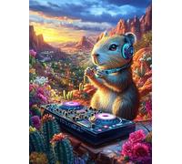 Hamster DJ dans la forêt magique 1000 Pieces Casse-tête Adulte En Carton Anti-Déchirure Scène de conte de fées dessin animé Haute Difficulté Motif Complexe Anti-Stress Passe-Temps Cadeau Noël Pas Cher