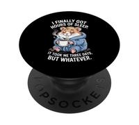 Hamster drôle Disant Huit Heures de Sommeil Blague Femmes Hommes PopSockets PopGrip Adhésif