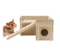 Hamster en bois | Maison en bois pour hamster - Cabane pour hamster avec glissière d'escalade amusante, abri de jardin secret pour gerbille nain, souris et petits animaux