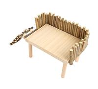 Hamster Escalade Plate-Forme en Bois Jouet À Mâcher Petite Activité pour Animaux De Compagnie Aire De Jeux avec Clôture pour Planeur De Sucre Ours d'or Naturel Journal