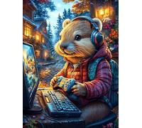 Hamster Gamer avec Un Casque Audio 1000 Pièces Puzzle Collectionneur en Carton Rigide sans Déformation Mythes fantastiques Cuento De Hadas Très Difficile Motif Complexe Décoration Murale