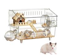 Hamster Habitat - 2-Layer Clear Chinchilla Playpen Cage, Large Hamster Cage for Small Pets | Ideal for Animal Observation, Home, Guinea Pigs, Indoor, Outdoor, Travel | Spacious 2-Layer Playpen