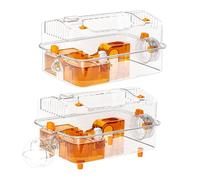 Hamster Habitat, Guinea Cage, Spacious Design Clear Visibility Secure Lock Easy Access Portable Wheels, Dispenser & Wheel for Bunny Resting Sleeping Playing Chinchilla Hiding 4.96x10.24x8.27inches
