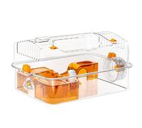 Hamster Habitat, Guinea Cage, Spacious Design Clear Visibility Secure Lock Easy Access Portable Wheels, Dispenser & Wheel for Bunny Resting Sleeping Playing Chinchilla Hiding 4.96x10.24x8.27inches