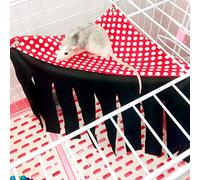 Hamster Hamac pour Petit Animal Domestique Tente de la forêt Cachette Cochon d'Inde à Suspendre Lit d'angle avec Pompons pour Perroquet, hérisson, furets Chinchillas