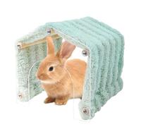 Hamster Hide Tunnel, Indoor Animal Tunnel, 7.87x7.87x8.07 inches Plush House with Acrylic Door, Chinchilla Habitat, Cozy Resting for Playing Sleeping, Yellow Pink Blue