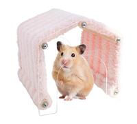 Hamster Hide Tunnel, Indoor Animal Tunnel, 7.87x7.87x8.07 inches Plush House with Acrylic Door, Chinchilla Habitat, Cozy Resting for Playing Sleeping, Yellow Pink Blue
