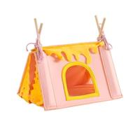 Hamster Hideout Abri Tente Triangle Nid Cachette pour Animaux Petit Tunnel Douillet Structure Bois Feutre Respirant Adapté pour Lapin Cochon d'Inde, Rose