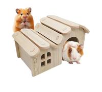 Hamster Home - Jouet cachette pour hamster - Accessoires de cage en bois pour animaux de compagnie Gerbille Maison pour furets, ours dorés, amis, dormir, se reposer, jouer à l'intérieur ou à