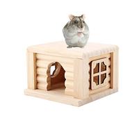 Hamster House Cabane en Bois Naturel pour Hamster, Dessus Plat, Petite pièce pour Animaux de Compagnie, Animaux domestiques, avec fenêtre pour Tous Les Hamsters