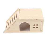 Hamster House, Escape-Proof Wooden Mice Cage with Climbing Ladder, Interactive Boredom Toys for Foraging, Rest, and Play Exercise, 6.89 x 3.46 x 2.76 inches