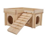 Hamster House Multi Rooms Hideout en Bois | 3 - Design de Chambre avec échelle pour Les Hamsters d'ours doré/Nains | Toy de Tunnel en Journal Authentique pour Les Petits Animaux