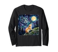 Hamster Howling at The Moon Night Sky Animal Art Manche Longue