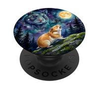 Hamster Howling at The Moon Night Sky Animal Art PopSockets PopGrip Adhésif