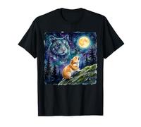Hamster Howling at The Moon Night Sky Animal Art T-Shirt