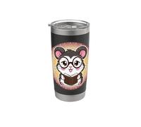 Hamster kawaii avec livre et lunettes de lecture Gobelet isotherme en acier inoxydable double paroi