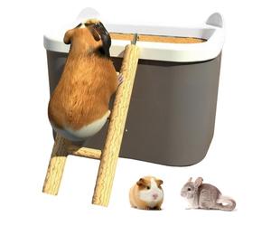 Hamster Litter Box - 15.5x12.5x11cm Removable Bowl, PP Container, Bathing Sand Box with Ladder for Digging and Foraging | Small Pet Enclosure for Hamsters Mice Chinchillas Gerbils Play Travel