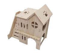 Hamster Maze House, Double-Decker Hut, Wooden Habitat with Climbing Ladder
