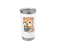Hamster mignon mangeant des ramen kawaii pour les amateurs de nourriture pour animaux Gobelet isotherme en acier inoxydable double paroi
