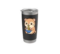 Hamster mignon mangeant des ramen kawaii pour les amateurs de nourriture pour animaux Gobelet isotherme en acier inoxydable double paroi