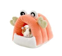 Hamster Nest, Full-Coverage Crab Shaped Bedding, Cute Small Animal Habitat Hideaway Hut, Warm Cave Shed Playroom Bedroom for Chinchilla Bunny Gerbil Ferret