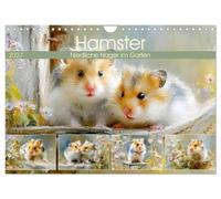 Hamster. Niedliche Nager im Garten (Wandkalender 2027 DIN A4 quer), CALVENDO Monatskalender: Malerische Illustrationen von süßen Tieren im floralen Ambiente