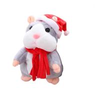 Hamster Parlant Qui Répète Ce Que Vous Dites Jouet Électronique À Piles | Peluche Animaux Enregistreur Vocal Cadeau Anniversaire Fête Noël Bas De Noël Gris